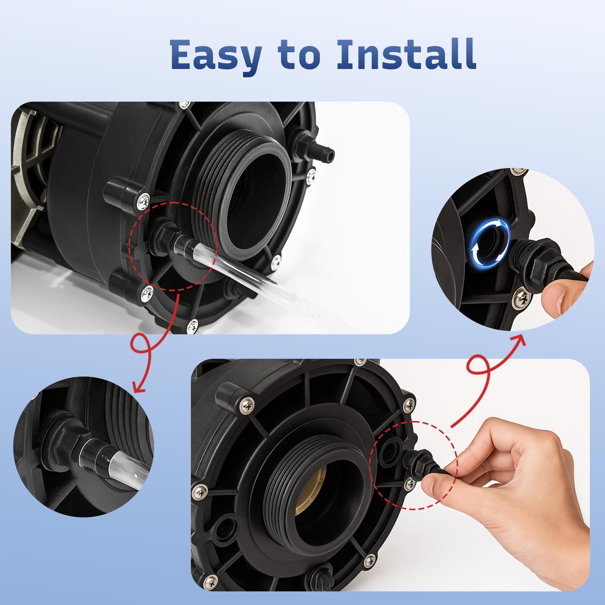 RELAAX WATER O-ring detail showing tight seal for spa hose connections