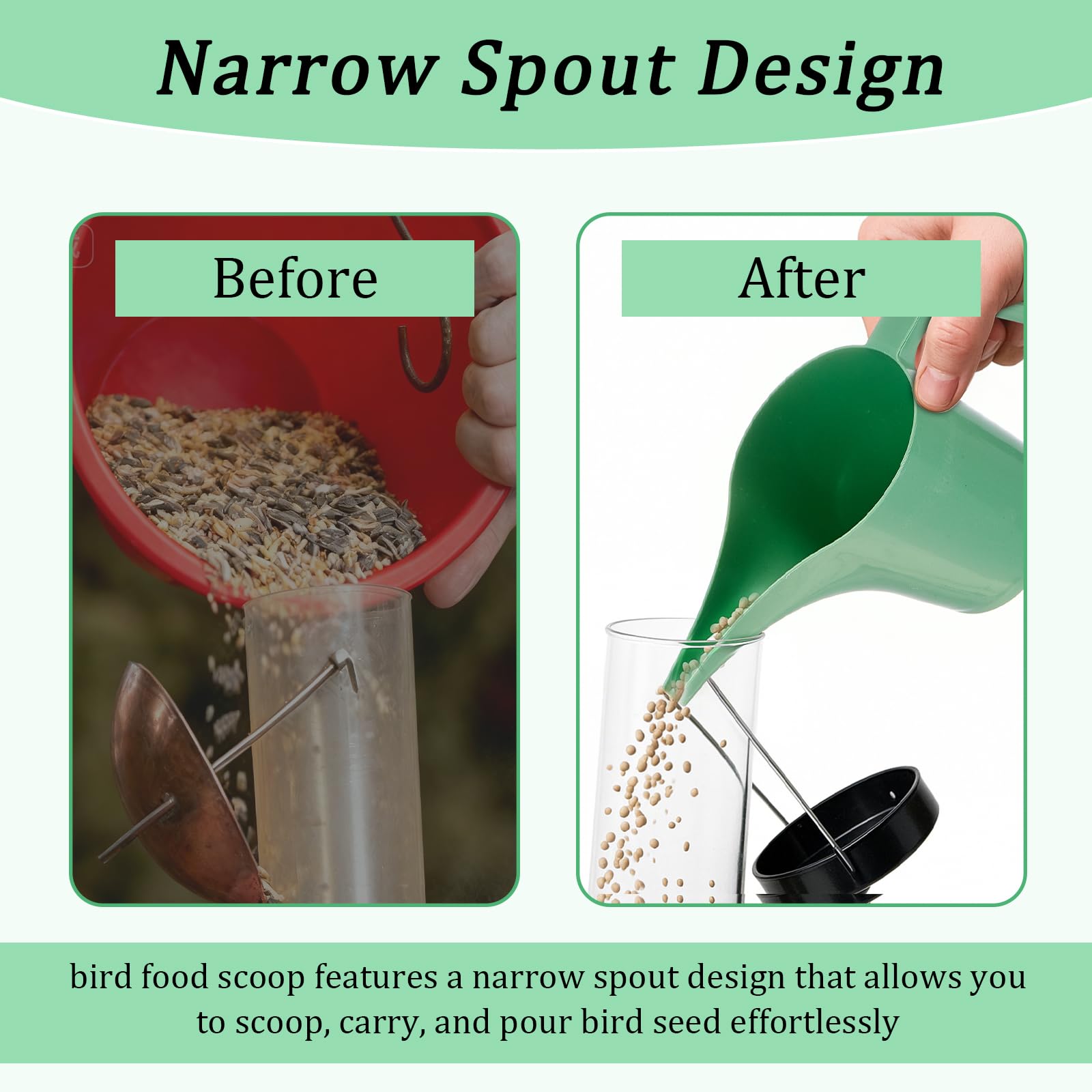 Relaxweex compact green scoop stored neatly in a kitchen or shed.
