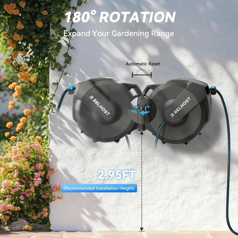 Relhost 180-degree swivel bracket enables flexible watering around obstacles.