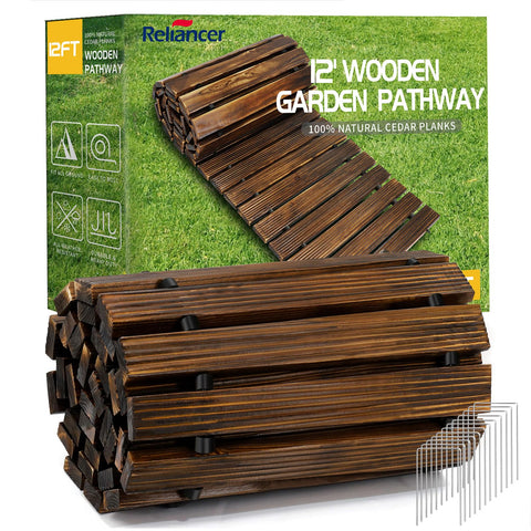 RELIANCER 12ft wooden garden pathway laid across a lawn for a clean outdoor route