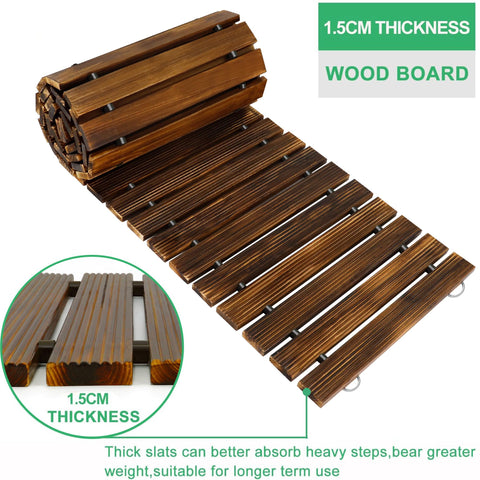 RELIANCER anti-slip cedar planks highlight secure footing on damp ground