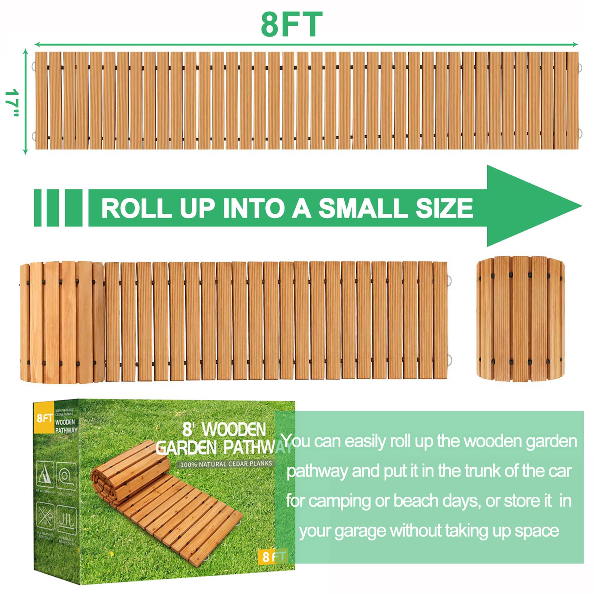RELIANCER cedar walkway planks close-up show sturdy grain for durability.