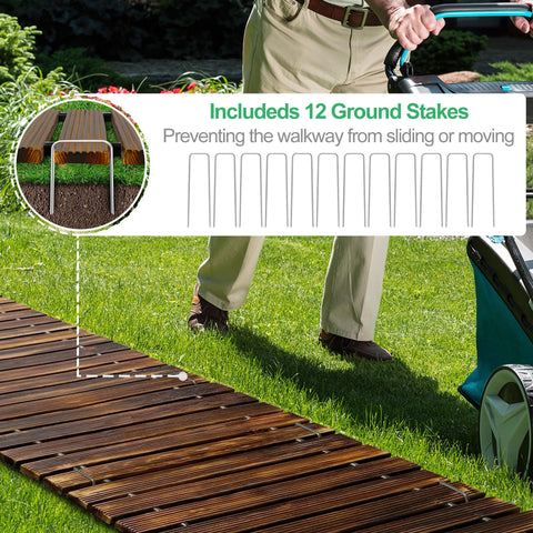 RELIANCER ground stakes (12) anchor the path firmly on varied terrain