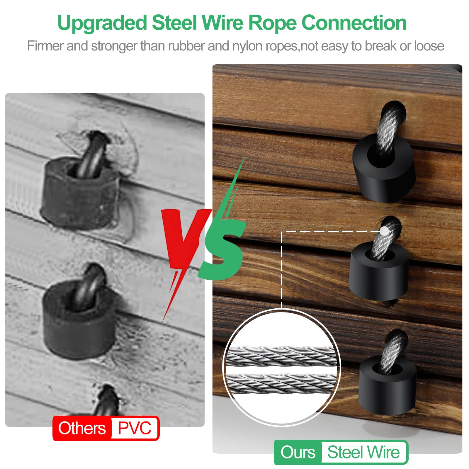 RELIANCER steel-wire rope connection emphasizes durable linking between planks