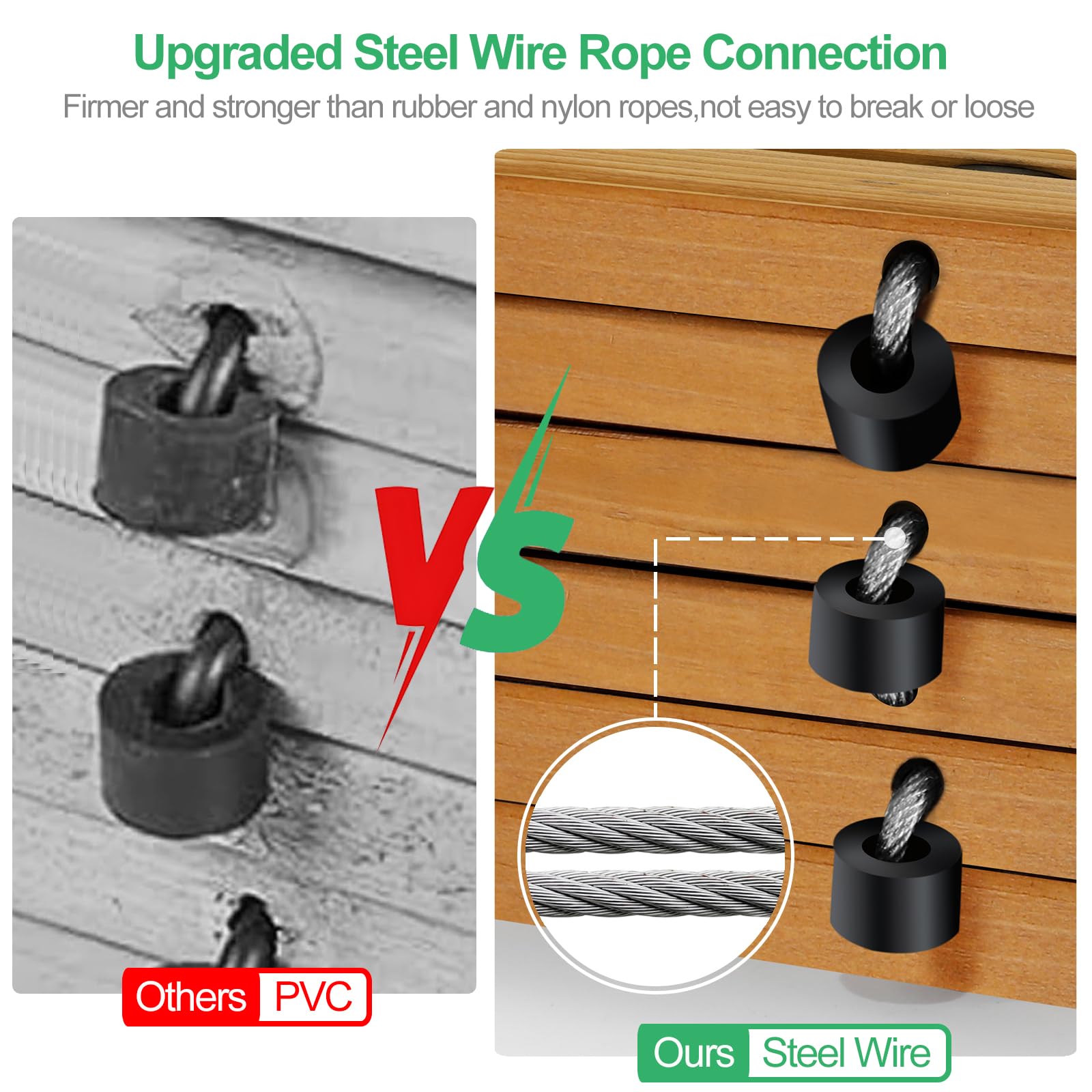 RELIANCER steel wire rope connections enhance pathway stability on uneven ground.