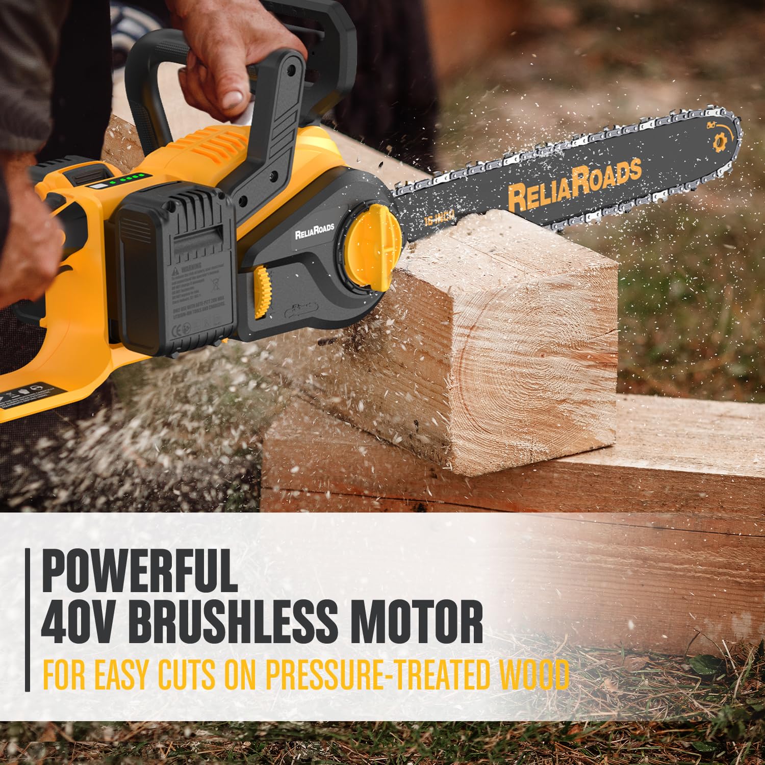 ReliaRoads automatic oil pump keeps the chain lubricated during cuts
