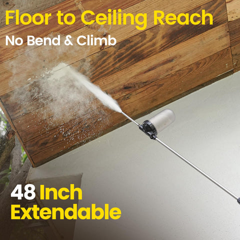 Relime extendable rod reaches 4 ft for ceiling and gutter dusting.