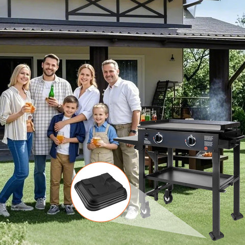 RELIY griddle leveling shims stacked demonstrate easy height adjustments on varied terrain.