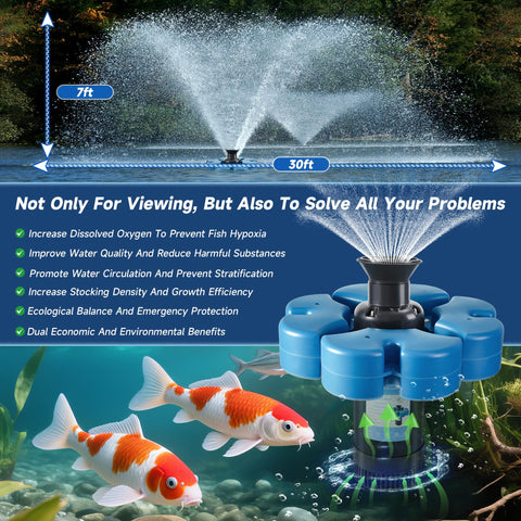 RELIY pond fountain aerator parabola and V-patterns showcase elegant water arcs