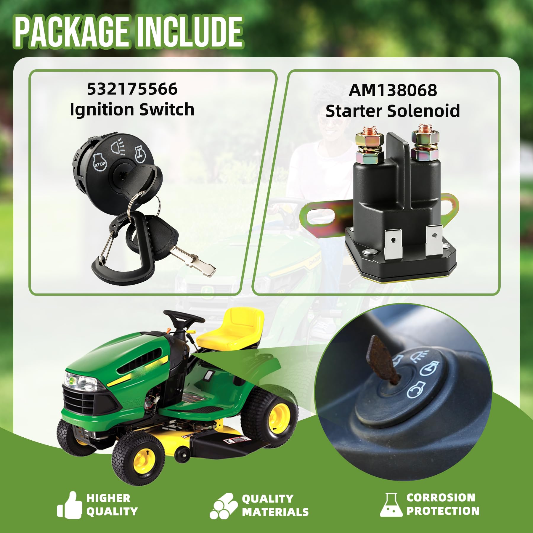 Reltvo AM138068 starter solenoid 12V supports smooth starting on John Deere