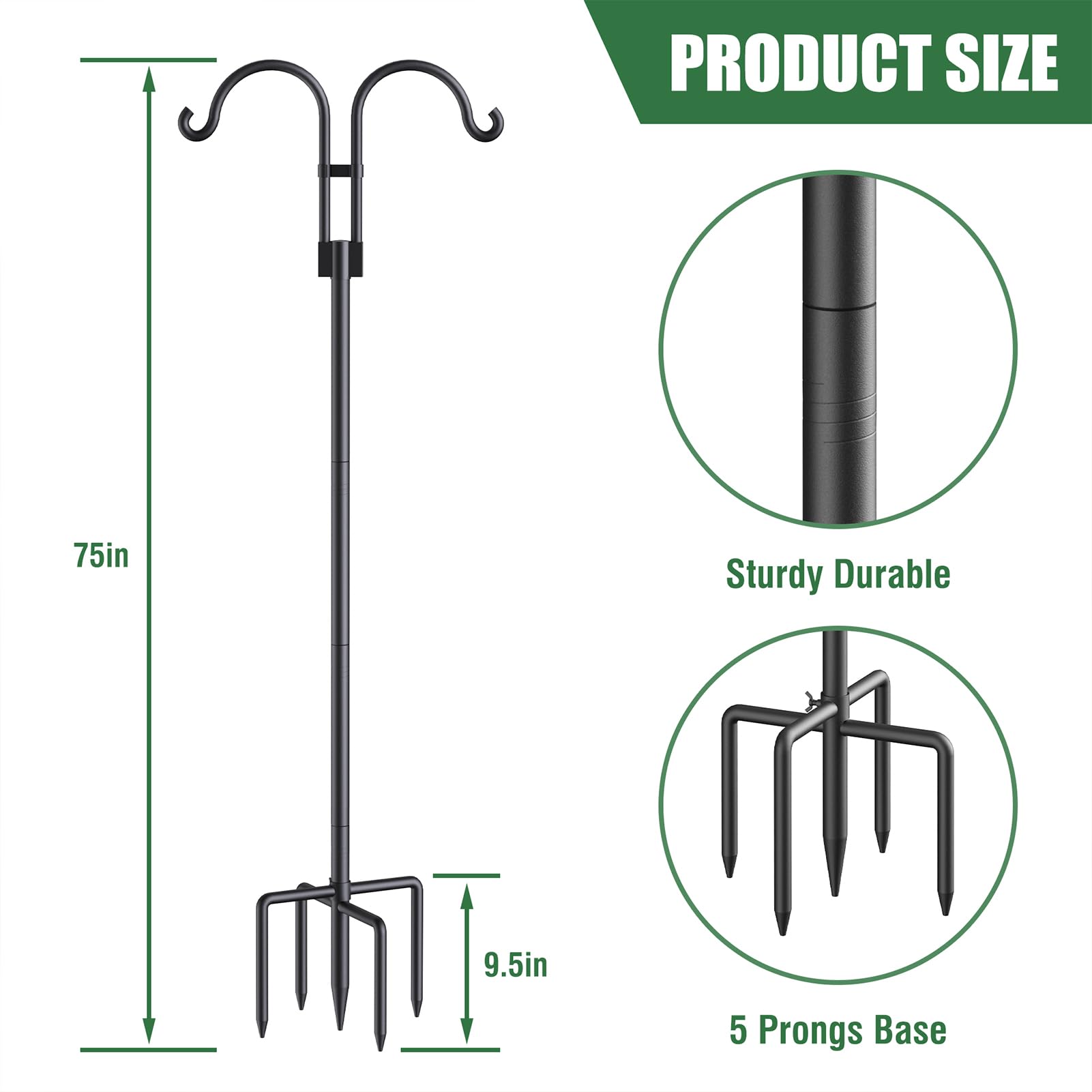 Relx bird feeder pole supports up to 20 lbs for heavy feeders.