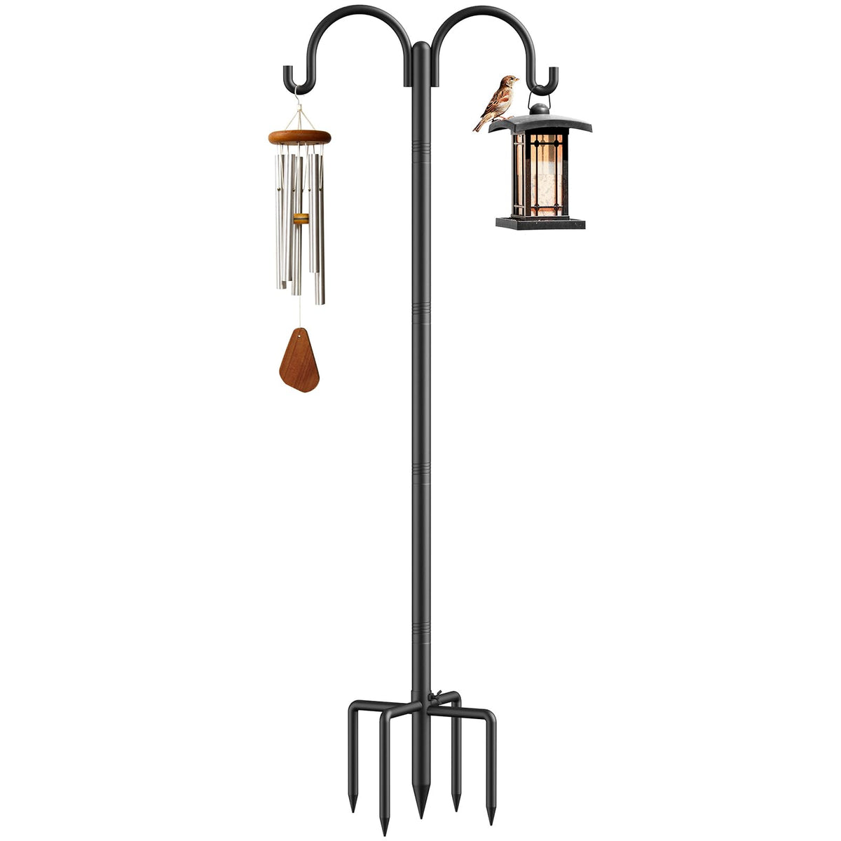 Relx bird feeder pole with 5 prong base for stable outdoor mounting.
