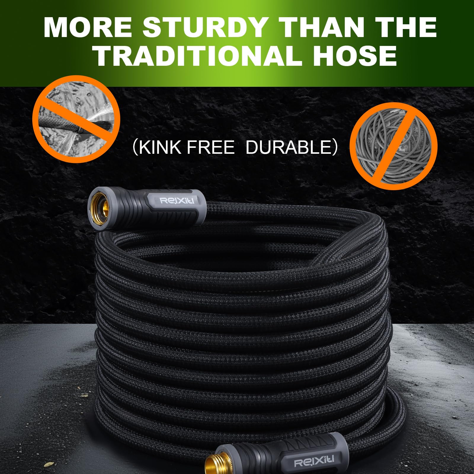 Relxitl garden hose kink-free design demonstrating stable high-pressure performance.