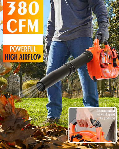 Relxxon gas leaf blower in action demonstrates 180 mph power for fast yard cleanup.