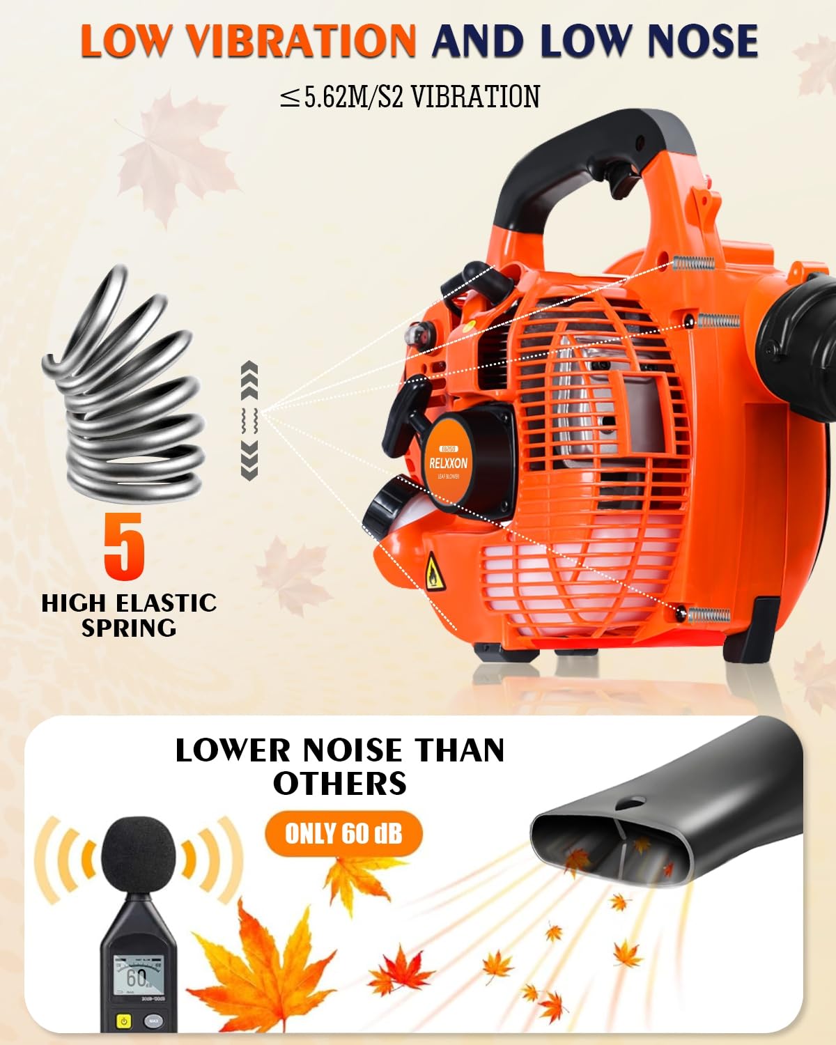 Relxxon blower soft-grip handle supports comfortable extended use.