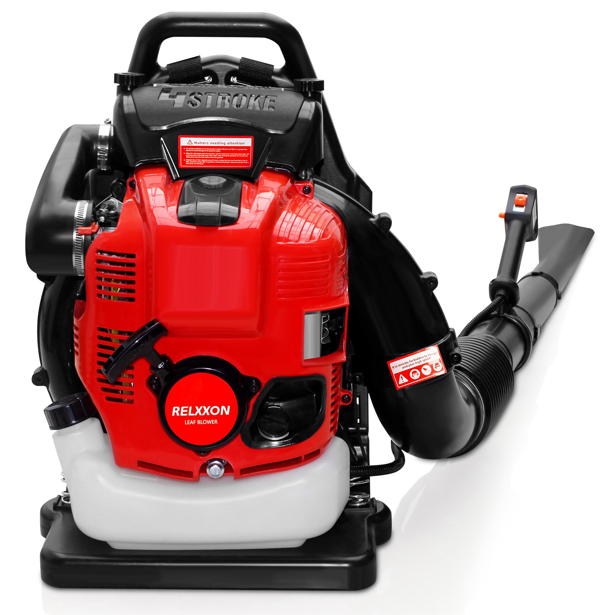Relxxon RL9908 PRO front view showing rugged backpack blower for heavy-duty cleanup