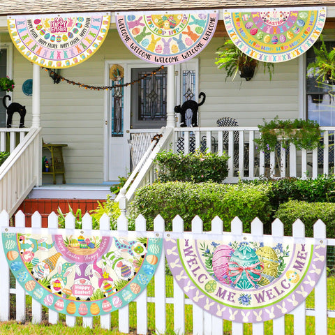 Remagr Easter flag garden ornament showcased in lush garden setting