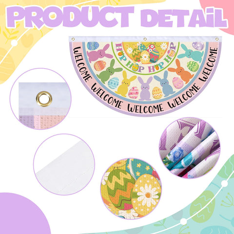 Remagr multi color Easter banner half fan design for yard display