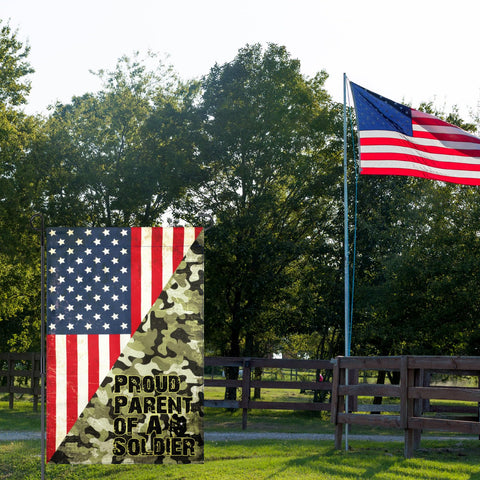 Remagr US Army flag displayed on deck designed for outdoor use.