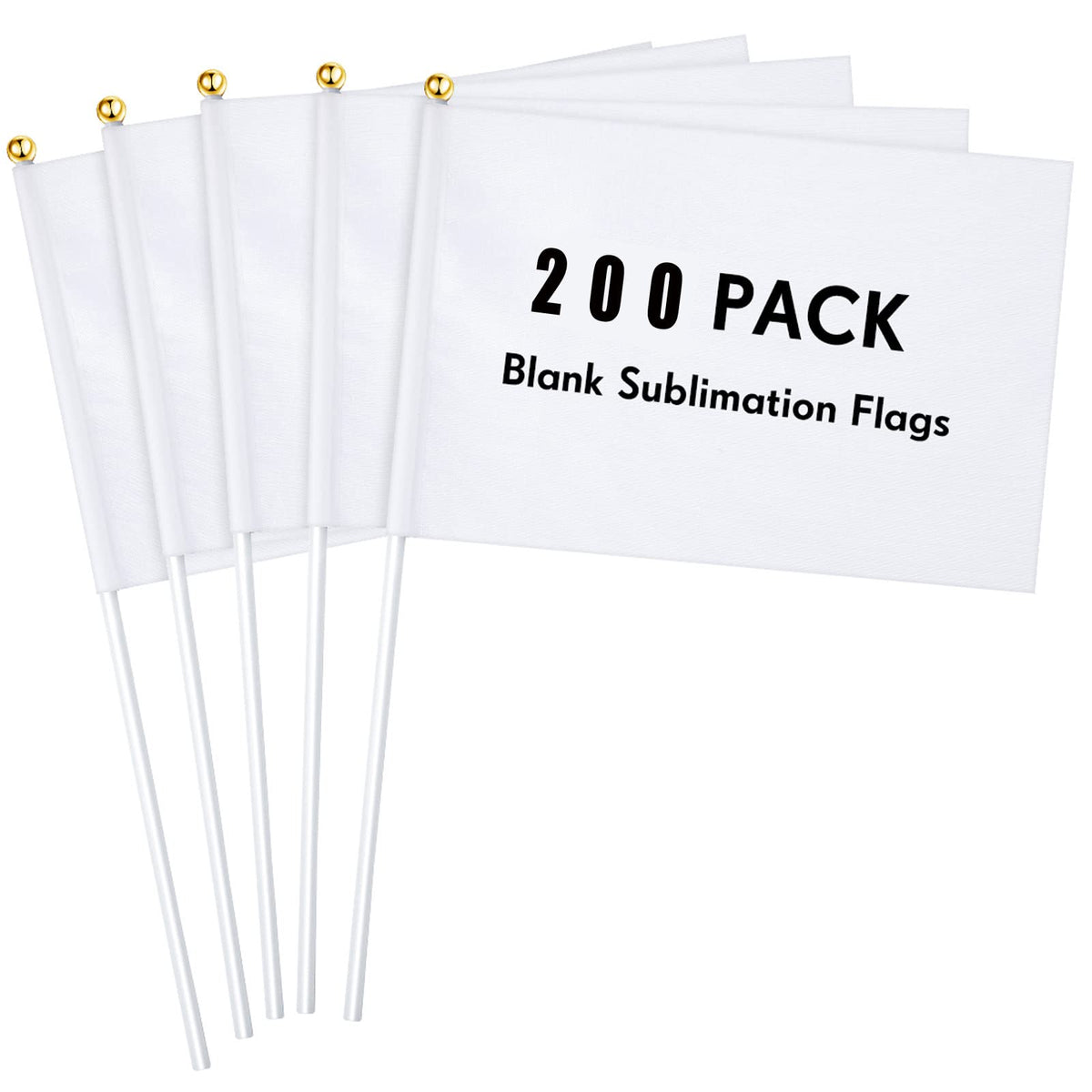Remerry white blank sublimation mini flags on sticks for DIY event decor.