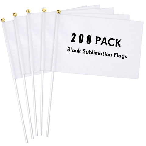 Remerry white blank sublimation mini flags on sticks for DIY event decor.