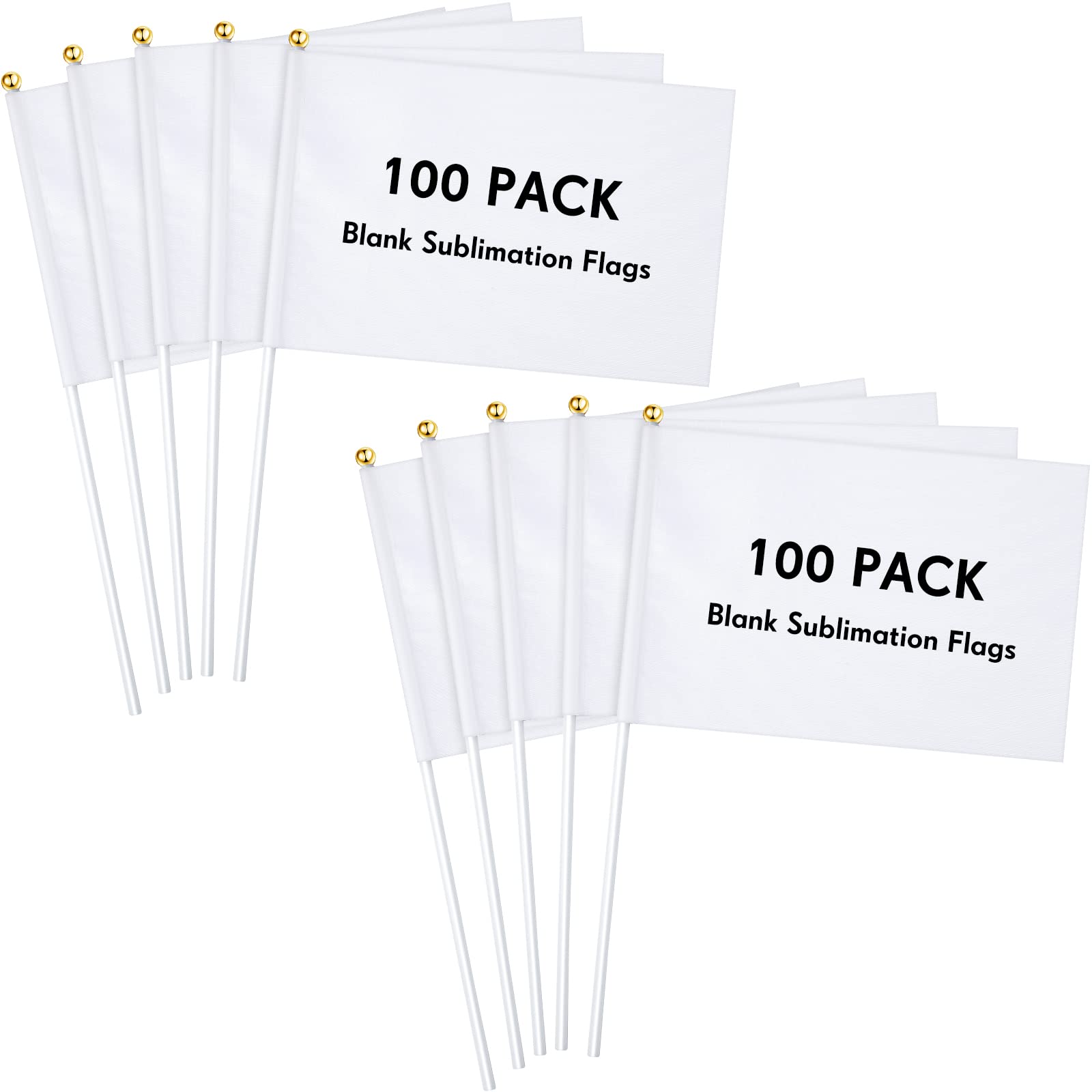 Remerry blank sublimation flags on sticks ideal for DIY parade decor.