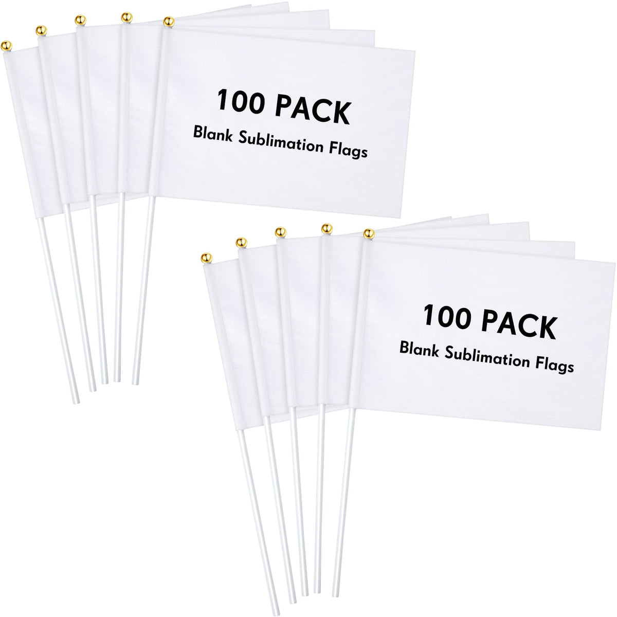 Remerry blank sublimation flags on sticks ideal for DIY parade decor.