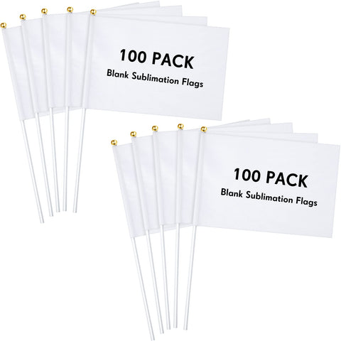 Remerry blank sublimation flags on sticks ideal for DIY parade decor.