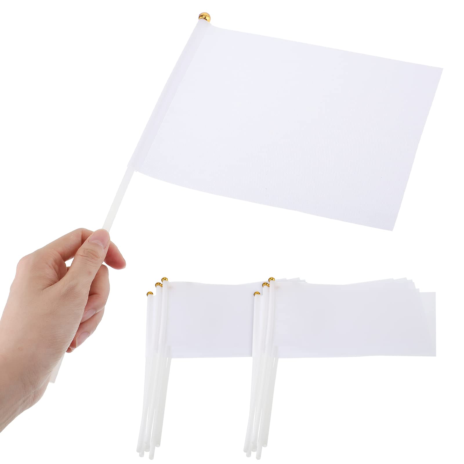 Remerry 14x21 cm flags with 30 cm handles for easy waving.