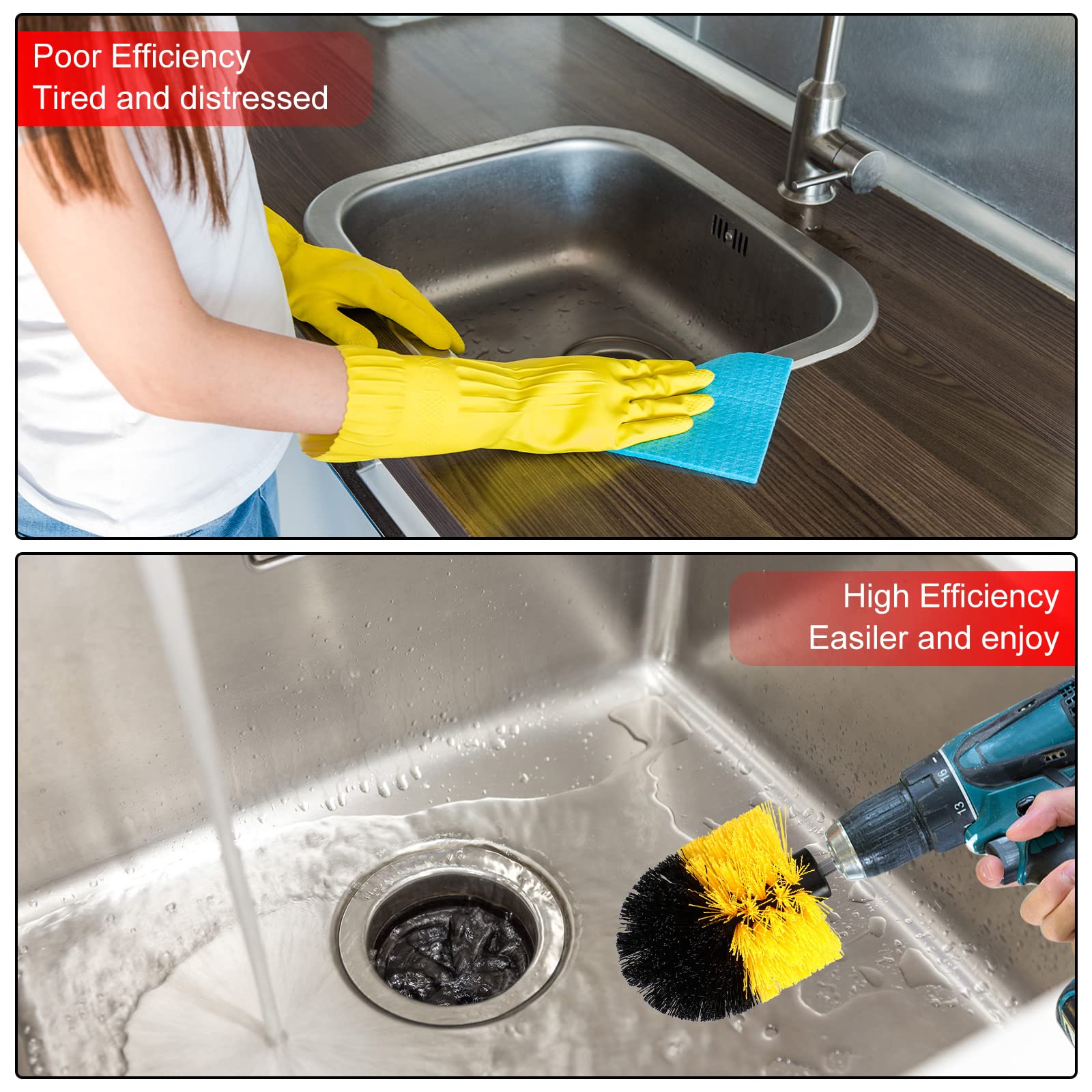 Remerry drill brush on shower glass for streak-free shine