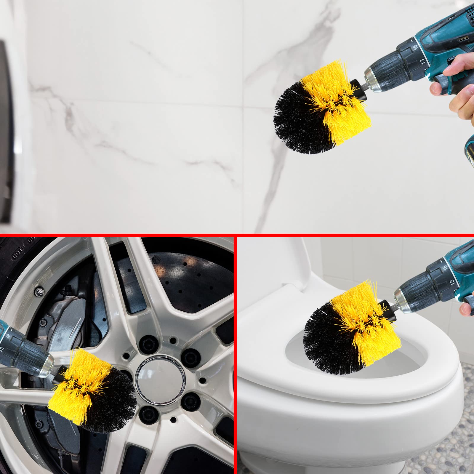 Remerry drill brush safely cleans tile and grout to lift grime