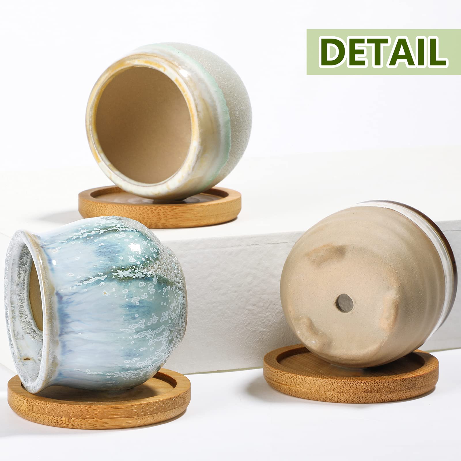 Remerry 2.5-inch mini ceramic pot ideal for cacti and small herbs