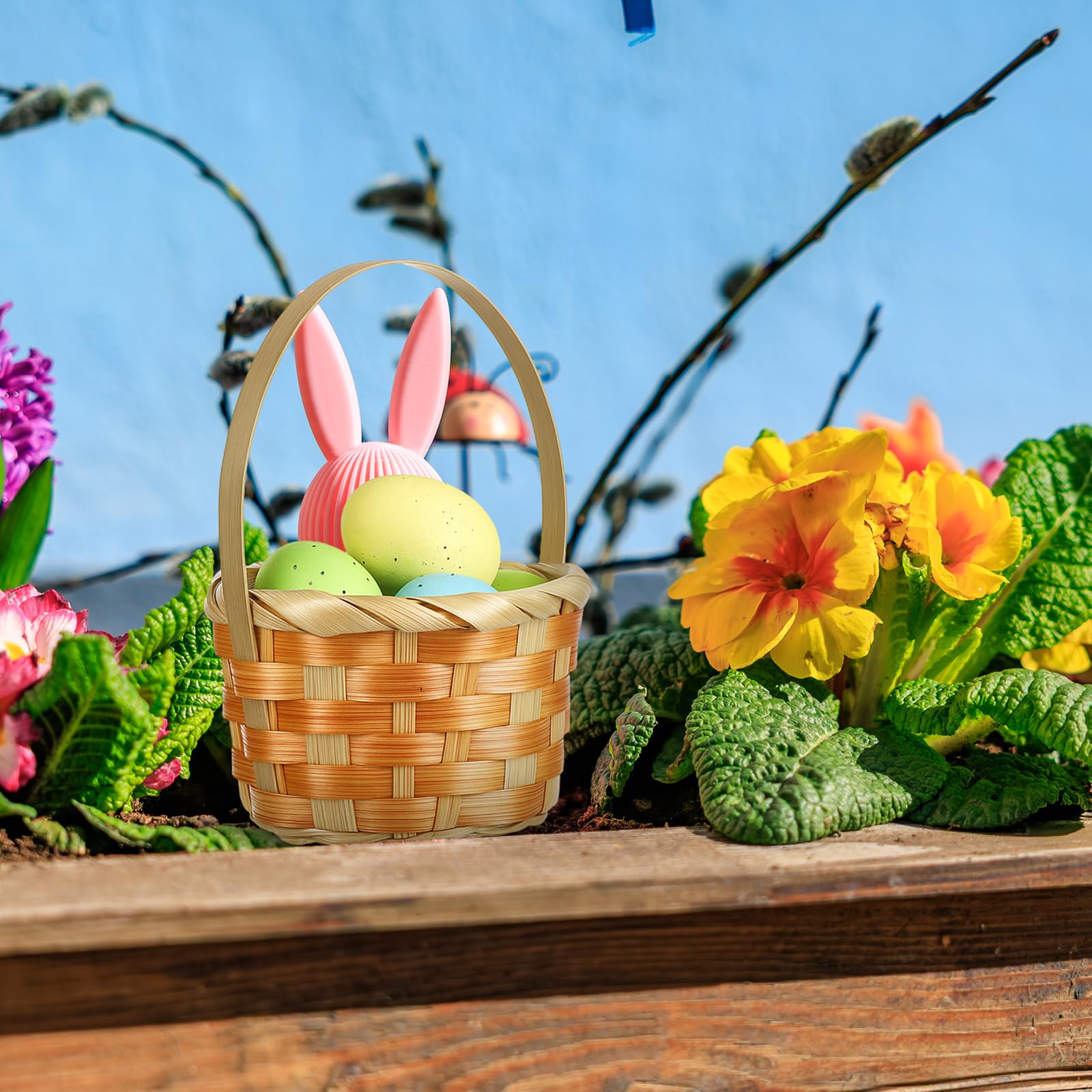 Remerry mini Easter basket blue with handle, supports DIY gifting and displays