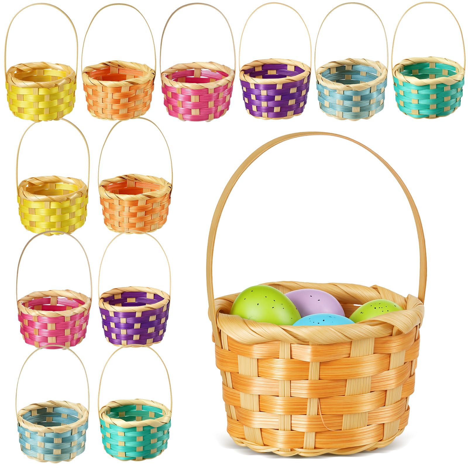 Remerry mini Easter basket red with handle for Easter egg hunts and gifts