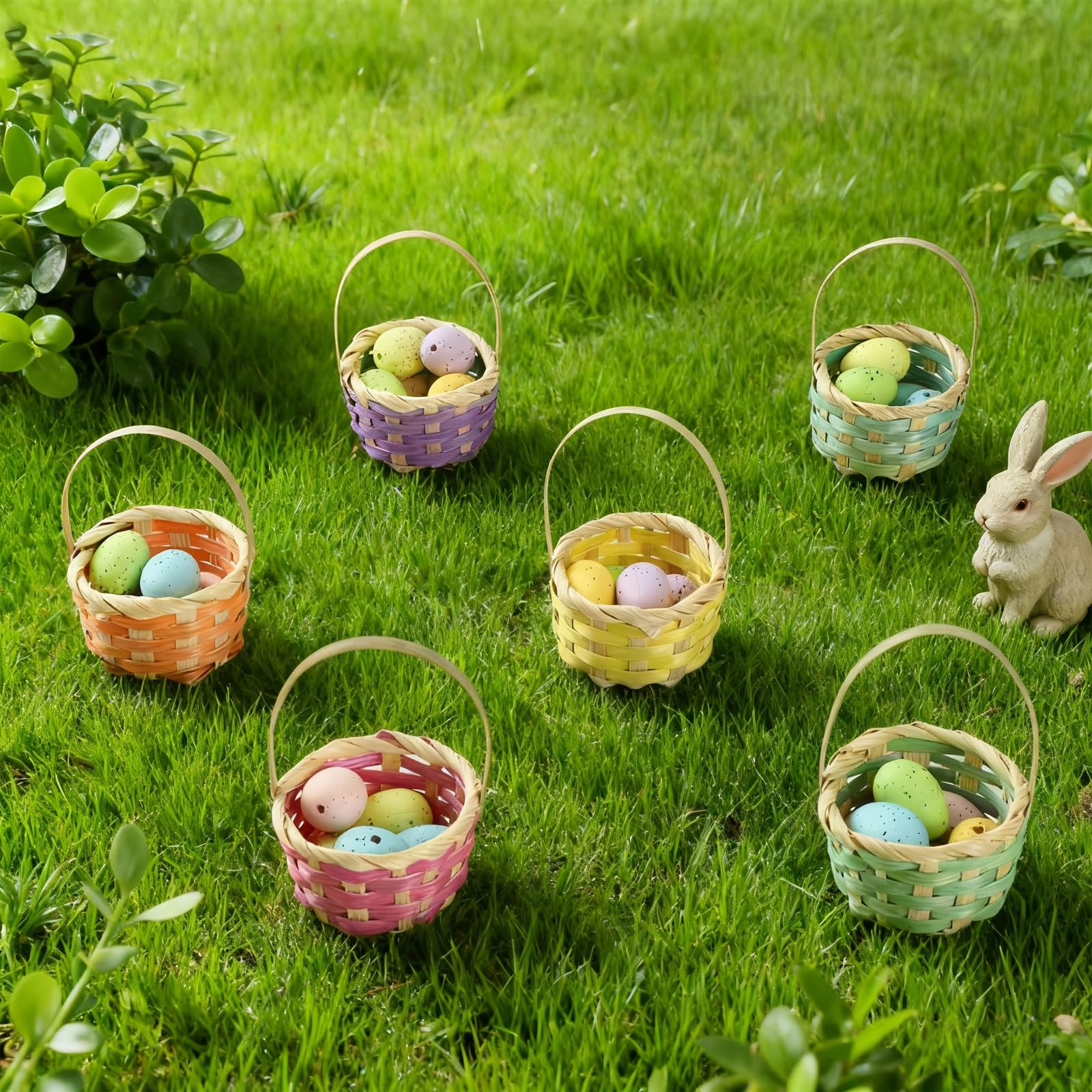 Remerry mini Easter basket yellow with handle, great for spring decor and treats