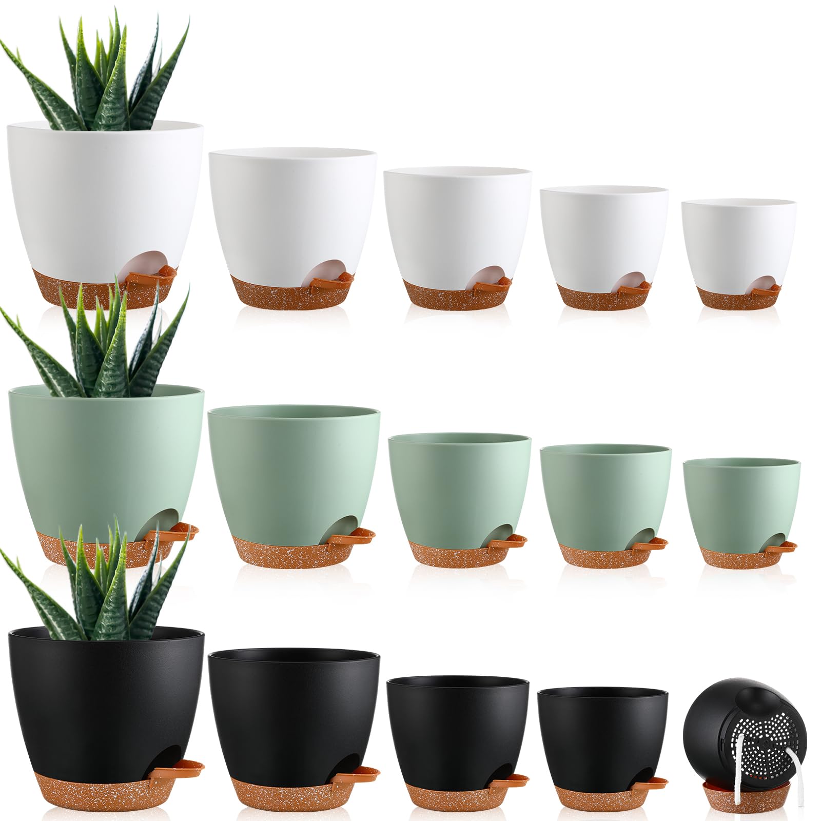 Remerry self-watering planter in 7-inch size with drainage holes for healthy roots.