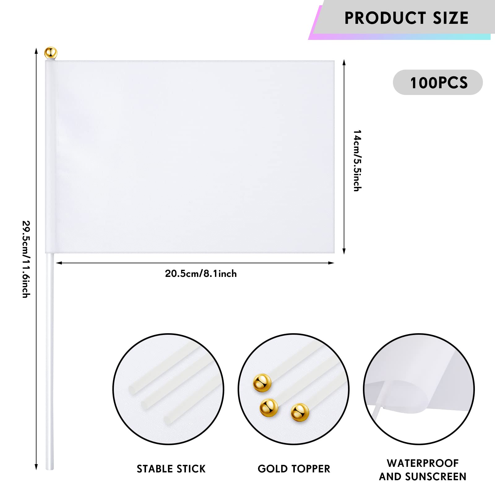 Remerry small white flags for DIY sublimation designs.