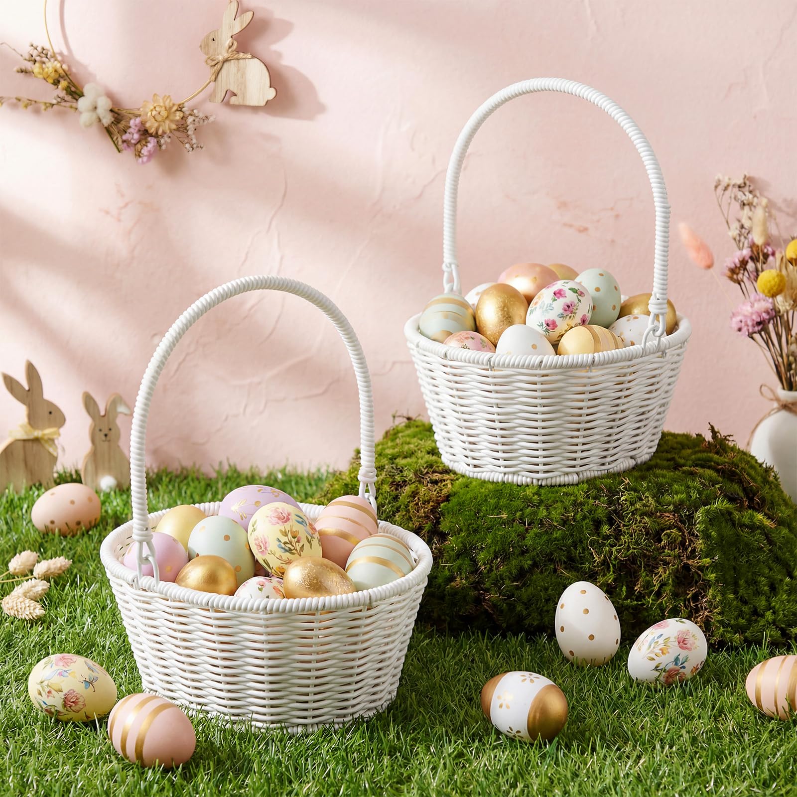 Remerry basket for weddings or baby showers in white wicker