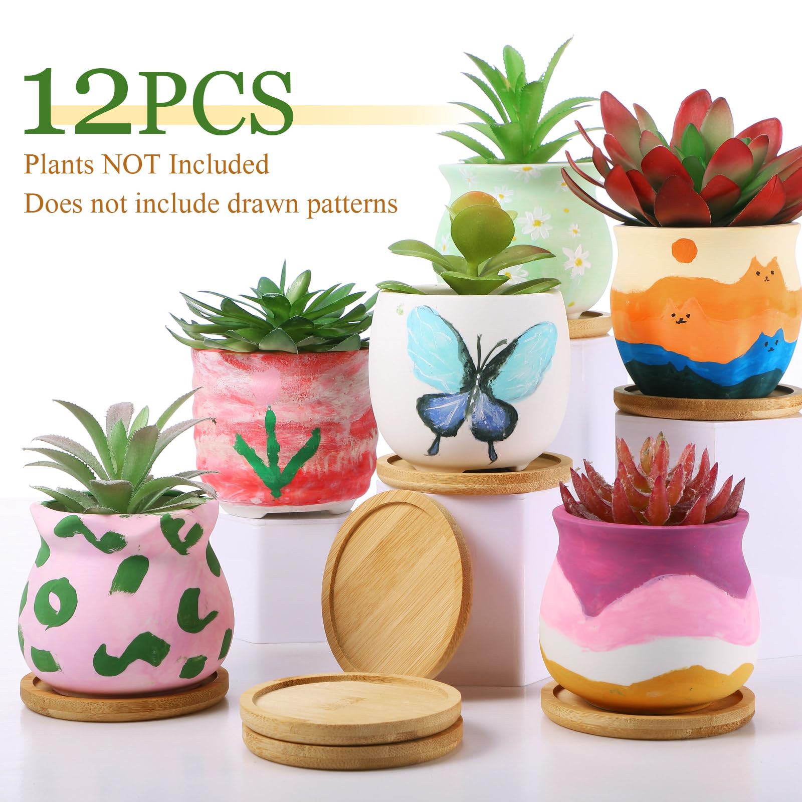 Remerry white ceramic pots with drainage holes promote healthy plant growth.
