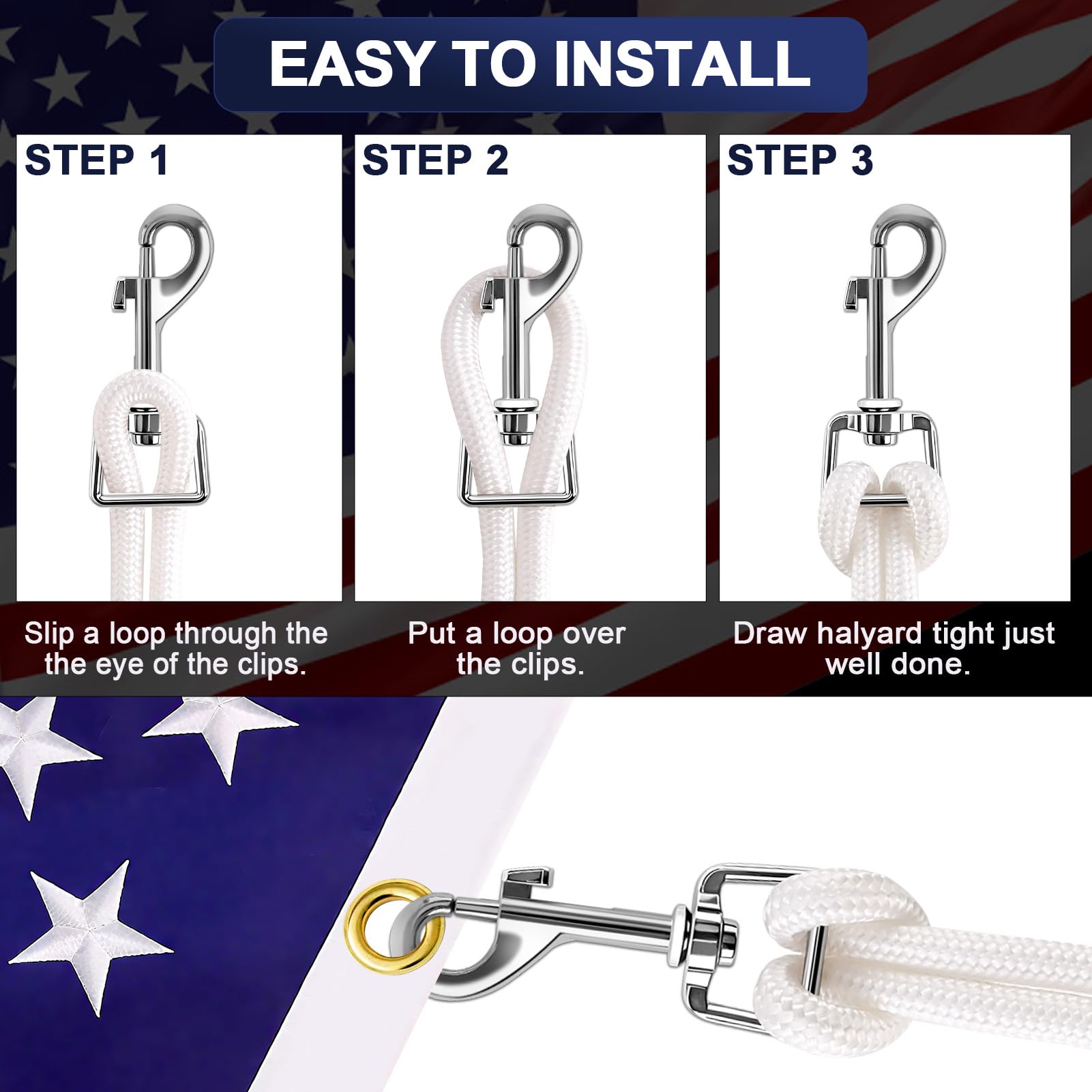 REMIAWY all-weather rope ideal for flags, tents, hammocks and more.