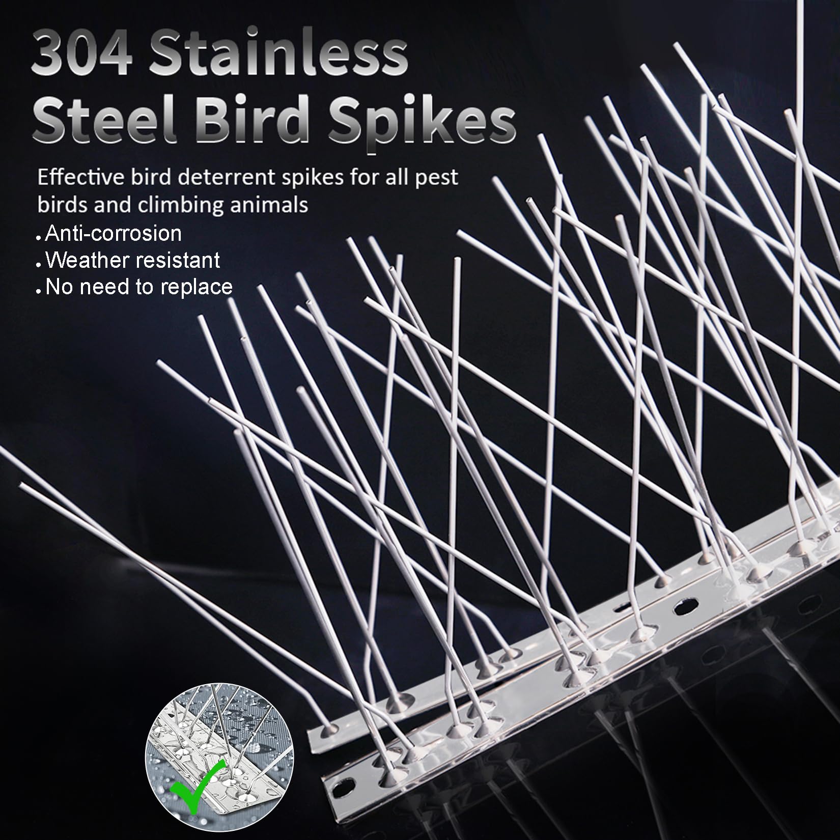 REMIAWY stainless steel bird spikes on fence blend with exterior and deter perching