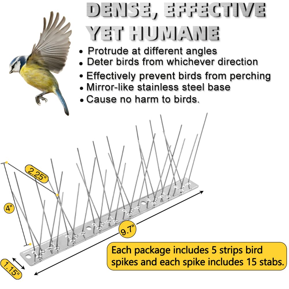 REMIAWY bird spikes on window ledge deter roosting with a humane visual cue