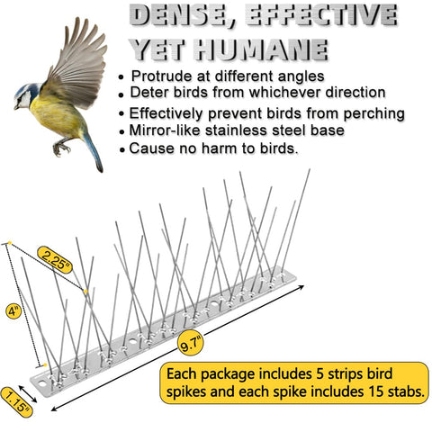 REMIAWY bird spikes on window ledge deter roosting with a humane visual cue