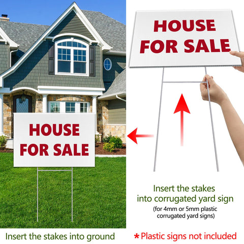 REMIAWY corrugated yard sign holder keeps signs upright outdoors.