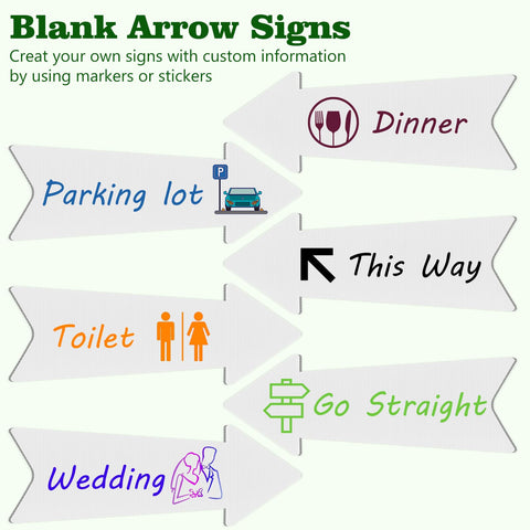REMIAWY customizable arrow signs for outdoor events with erasable writing.