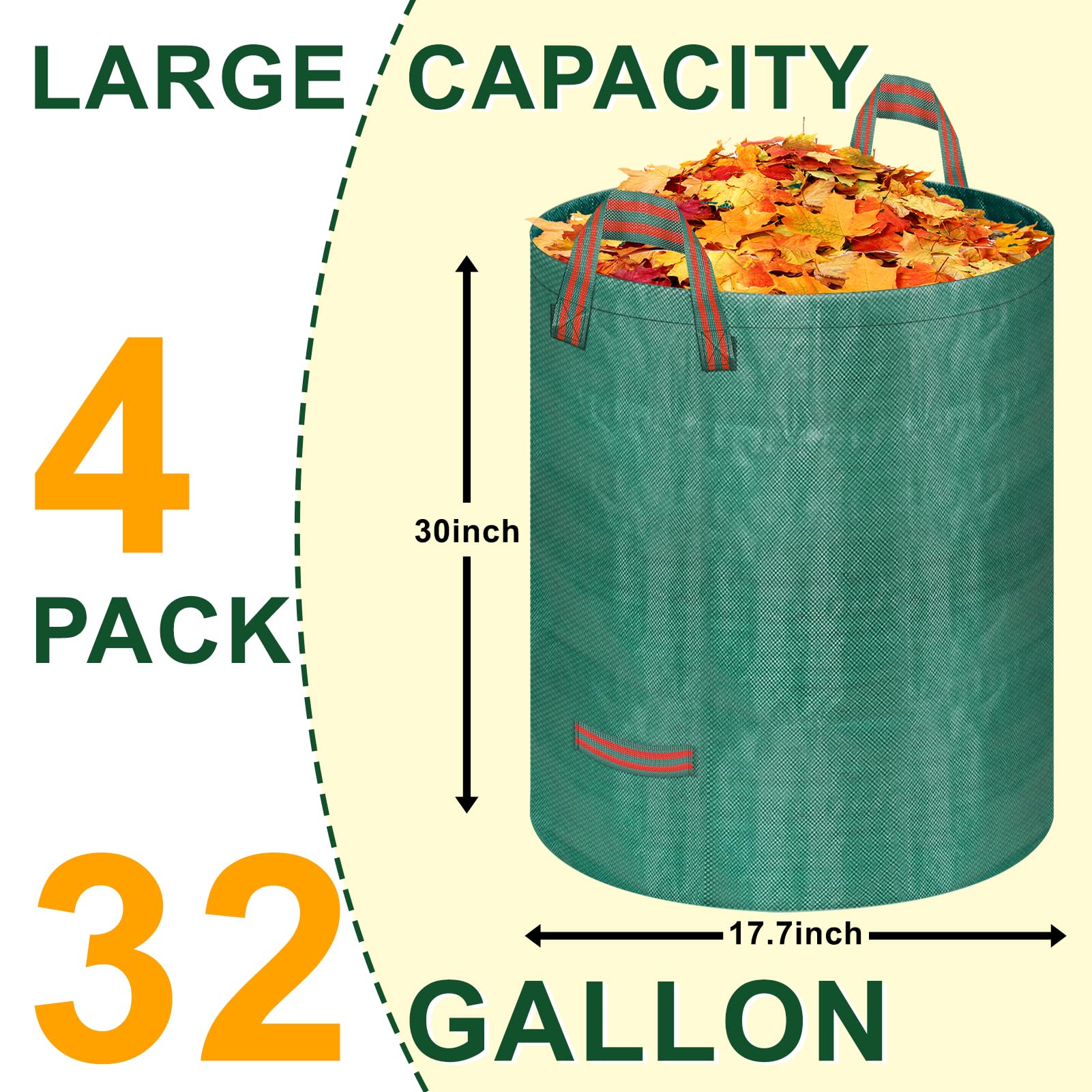 REMIAWY four-handle design bags offer sturdy lifting during yard cleanup.