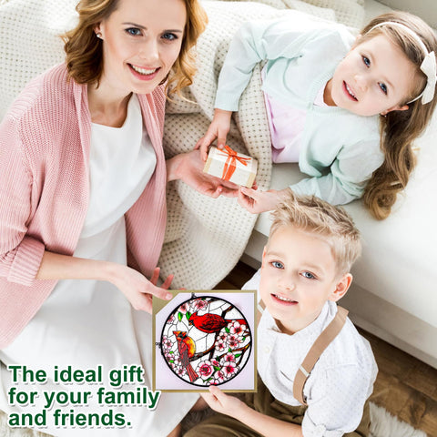 REMIAWY gift-ready cardinal suncatcher packaged for gifting to bird lovers and fans.