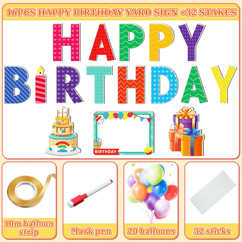 REMIAWY Happy Birthday yard sign cake piece for celebration focus