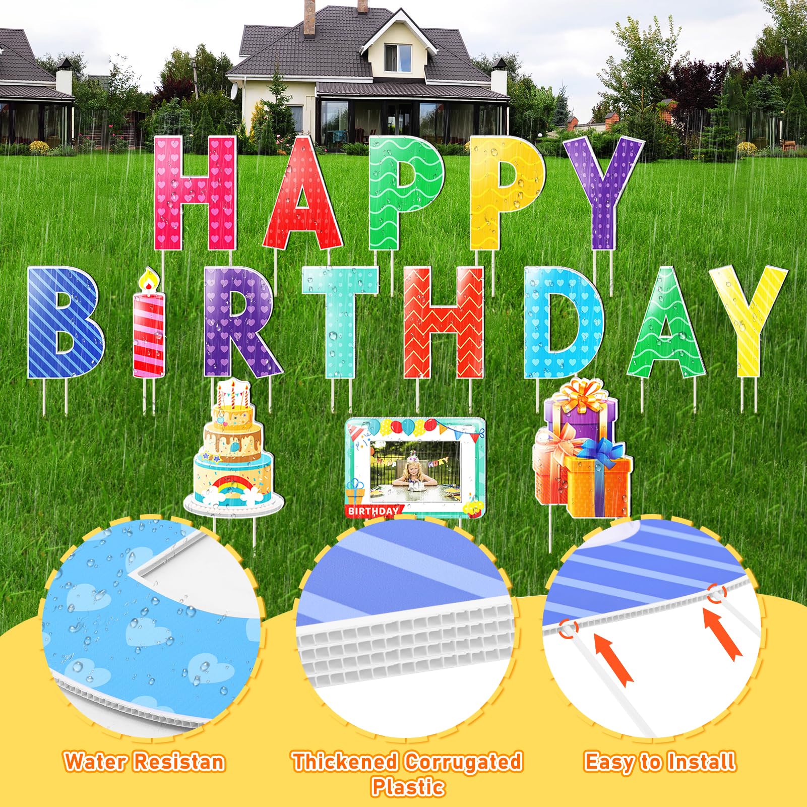 REMIAWY Happy Birthday yard sign writable sign for personalized message