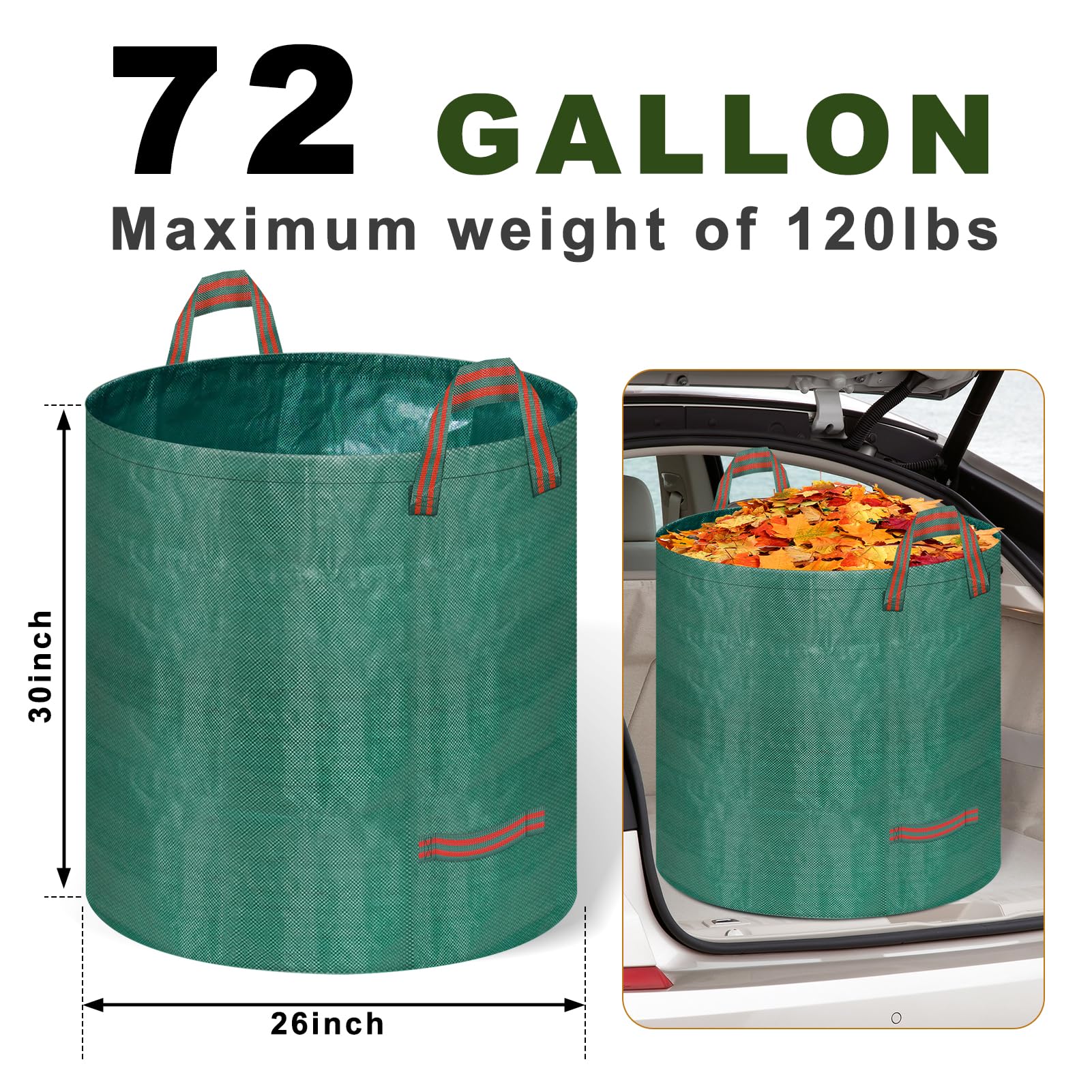 Remiawy 72-gallon capacity bag ideal for leaves and branches